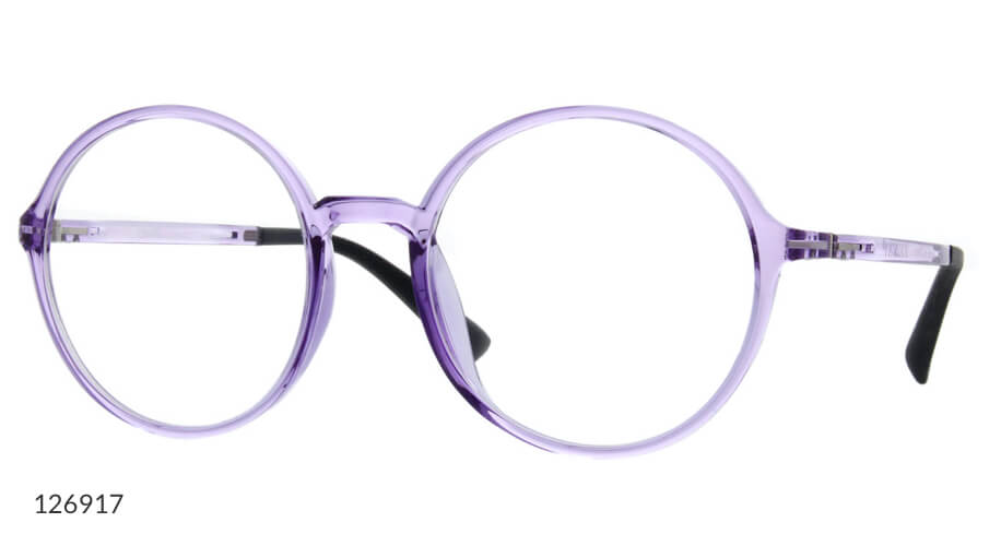 Purple round eyeglass frames, model number 126917.